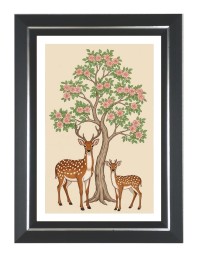 Deer And A Fawn Photo Wall & Table Frame | 10x14 Inch Black Designer | Perfect For Gifting & Home Decor (F9585)