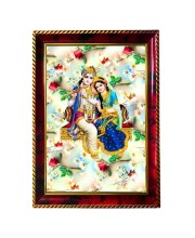 Radha Krishna Photo Frame For Wall & Table | 7x9 Inch Golden Cherry Finish | Decorative Radha Krishna Photo Frame For Home, Office & Pooja Room (F11428)