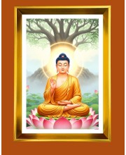 Golden Photo Frame - 10x14 Inches | Elegant Wooden Frame For Home, Office & Temple Decoration | Spiritual Wall & Table Decor and Gift Item