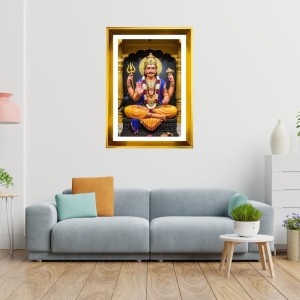 Shani Dev Golden Photo Frame - 14x18 Inches | Elegant Wooden Frame For Home, Office & Temple Decoration | Spiritual Wall & Table Decor And Gift Item (F9527)