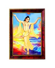 Shri Chaitanya Mahaprabhu Photo Frame For Wall & Table | 7x9 Inch Golden Cherry Finish | Decorative Shri Chaitanya Mahaprabhu Photo Frame For Home, Office & Pooja Room (F11553)