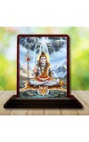 Car Desk/Table Top Lord Shiva Wooden Photo Stand 3x4 Inches, Compact & Stylish Spiritual Display For Car, Home & Office (Pack Of 1) (F14530)
