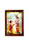Lord Krishna And Arjuna Photo Frame For Wall & Table | 7x9 Inch Golden Cherry Finish | Decorative Lord Krishna And Arjuna Photo Frame For Home, Office & Pooja Room (F11436)