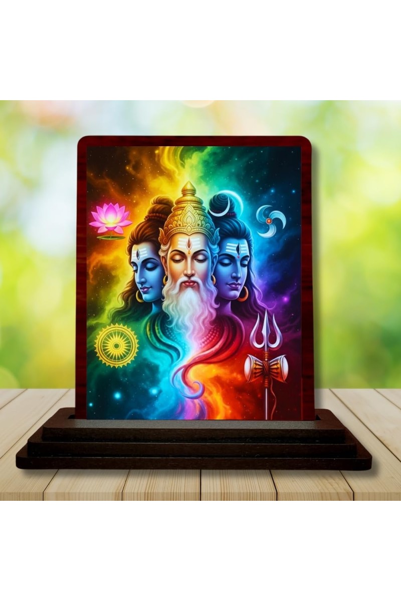 Car Desk/Table Top Lord Shiva Wooden Photo Stand â€“ 3x4 Inches, Compact & Stylish Spiritual Display For Car, Home & Office (Pack Of 1) (F15080)