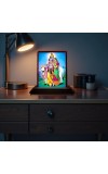 Car Desk/Table Top Radha Krishna Wooden Photo Stand 3x4 Inches, Compact & Stylish Spiritual Display For Car, Home & Office (Pack Of 1) (F14213)