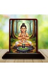 Car Desk/Table Top Lord Daattatreya Wooden Photo Stand 3x4 Inches, Compact & Stylish Spiritual Display For Car, Home & Office (Pack Of 1) (F14253)