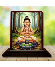 Car Desk/Table Top Lord Daattatreya Wooden Photo Stand 3x4 Inches, Compact & Stylish Spiritual Display For Car, Home & Office (Pack Of 1) (F14253)