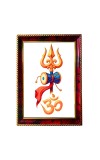 Om Symbol With Trishul Photo Frame For Wall & Table | 7x9 Inch Golden Cherry Finish | Decorative Om Symbol With Trishul Photo Frame For Home, Office & Pooja Room (F11672)