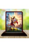 Car Desk/Table Top Lord Hanuman And Rama And Sita Wooden Photo Stand 3x4 Inches, Compact & Stylish Spiritual Display For Car, Home & Office (Pack Of 1) (F14304)