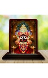 Car Desk/Table Top Lord Jagannath Wooden Photo Stand 3x4 Inches, Compact & Stylish Spiritual Display For Car, Home & Office (Pack Of 1) (F14599)