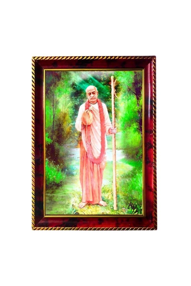 Swami Srila Prabhupada Ji Photo Frame For Wall & Table | 7x9 Inch Golden Cherry Finish | Decorative Swami Srila Prabhupada Ji Photo Frame For Home, Office & Pooja Room (F11525)