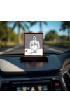 Car Desk/Table Top Sri Sri Thakur Anukulchandra Wooden Photo Stand 3x4 Inches, Compact & Stylish Spiritual Display For Car, Home & Office (Pack Of 1) (F14641)