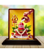Car Desk/Table Top Shivlingam Wooden Photo Stand 3x4 Inches, Compact & Stylish Spiritual Display For Car, Home & Office (Pack Of 1) (F14145)