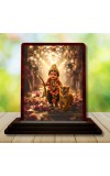 Car Desk/Table Top Lord Karthikeya Wooden Photo Stand 3x4 Inches, Compact & Stylish Spiritual Display For Car, Home & Office (Pack Of 1) (F14334)