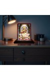 Car Desk/Table Top Goddess Saraswathi Wooden Photo Stand 3x4 Inches, Compact & Stylish Spiritual Display For Car, Home & Office (Pack Of 1) (F14151)