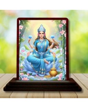 Car Desk/Table Top Maa Laxmi Wooden Photo Stand â€“ 3x4 Inches, Compact & Stylish Spiritual Display For Car, Home & Office (Pack Of 1) (F15092)