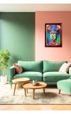 Colorful Buddha Photo Frame For Wall & Table | 7x9 Inch Golden Cherry Finish | Decorative Colorful Buddha Photo Frame For Home, Office & Pooja Room (F11443)