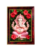 Lord Ganesha Photo Frame For Wall & Table | 7x9 Inch Golden Cherry Finish | Decorative Lord Ganesha Photo Frame For Home, Office & Pooja Room (F11799)