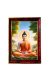 Buddha In Meditative State Photo Frame For Wall & Table | 7x9 Inch Golden Cherry Finish | Decorative Buddha In Meditative State Photo Frame For Home, Office & Pooja Room (F11470)