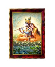 Raadhee Raadhaa Photo Frame For Wall & Table | 7x9 Inch Golden Cherry Finish | Decorative Radhee Radhaa Photo Frame For Home, Office & Pooja Room (F11425)