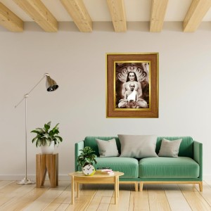 Yogi Guru Photo Frame 10x14 Inches-Brown Wooden Frame For Home, Office & Temple Decoration And Gifting (F6282)