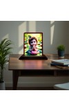 Car Desk/Table Top Lord Krishna Wooden Photo Stand 3x4 Inches, Compact & Stylish Spiritual Display For Car, Home & Office (Pack Of 1) (F14485)