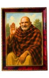 Neem Karoli Baba Photo Frame For Wall & Table | 7x9 Inch Golden Cherry Finish | Decorative Neem Karoli Baba Photo Frame For Home, Office & Pooja Room (F11738)