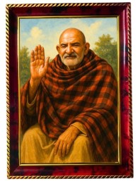 Neem Karoli Baba Photo Frame For Wall & Table | 7x9 Inch Golden Cherry Finish | Decorative Neem Karoli Baba Photo Frame For Home, Office & Pooja Room (F11738)