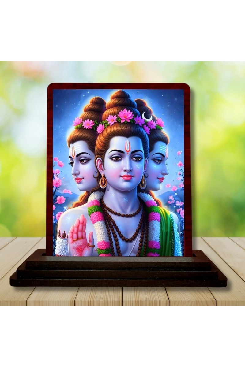 Car Desk/Table Top Lord Datta Wooden Photo Stand â€“ 3x4 Inches, Compact & Stylish Spiritual Display For Car, Home & Office (Pack Of 1) (F15082)