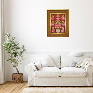 Mata Lakshmi Photo Frame 16x20 Inches-Brown Wooden Frame For Home, Office & Temple Decoration And Gifting (F6251)