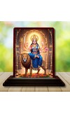Car Desk/Table Top Goddess Durga Wooden Photo Stand 3x4 Inches, Compact & Stylish Spiritual Display For Car, Home & Office (Pack Of 1) (F14373)