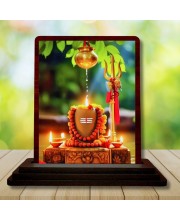 Car Desk/Table Top Shivalingam Wooden Photo Stand 3x4 Inches, Compact & Stylish Spiritual Display For Car, Home & Office (Pack Of 1) (F14150)