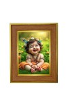 Little Baby Krishna Photo Frame 12x16 Inches-Brown Wooden Frame For Home, Office & Temple Decoration And Gifting (F6385)