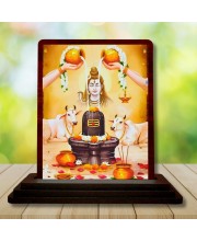 Car Desk/Table Top Lord Shiva Wooden Photo Stand â€“ 3x4 Inches, Compact & Stylish Spiritual Display For Car, Home & Office (Pack Of 1) (F15103)