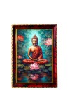 Serene Buddha Photo Frame For Wall & Table | 7x9 Inch Golden Cherry Finish | Decorative Serene Buddha Photo Frame For Home, Office & Pooja Room (F11439)