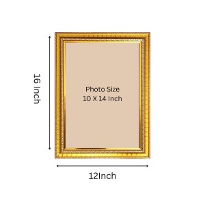 Radha And Krishna Golden Designer Photo Frame | 10x14 Inch Religious Wall Hanging Frame For Home, Office Decoration and Spiritual Gift Item (M1)