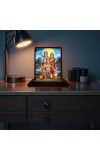 Car Desk/Table Top Lord Hanuman And Rama Sita Wooden Photo Stand 3x4 Inches, Compact & Stylish Spiritual Display For Car, Home & Office (Pack Of 1) (F14239)