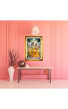 Divine Radha Krishna Golden Photo Frame - 10x14 Inches | Elegant Wooden Frame For Home, Office & Temple Decoration | Spiritual Wall & Table Decor and Gift Item