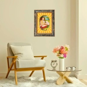 Goswami Tulsidas Spiritual Guru Digital Photo In Designer Frame, Size 12x18 Inch | Hindu Religious Picture For Home Temple, Office & Gift | Wall Art & Pooja Decor (F10440)