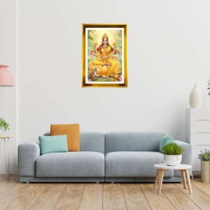 Mata Lakhsmi Golden Photo Frame - 16x20 Inches | Elegant Wooden Frame For Home, Office & Temple Decoration | Spiritual Wall & Table Decor And Gift Item (F9538)