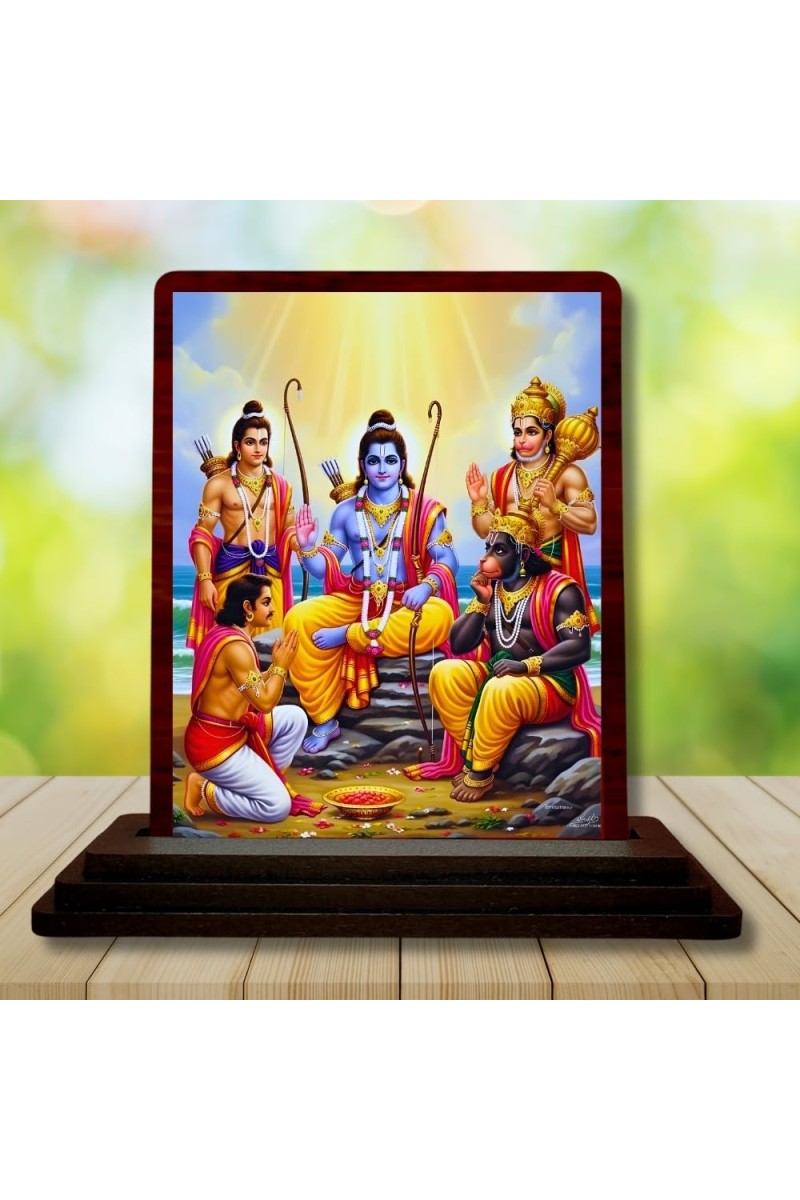 Car Desk/Table Top Lord Ram Wooden Photo Stand â€“ 3x4 Inches, Compact & Stylish Spiritual Display For Car, Home & Office (Pack Of 1) (F15106)