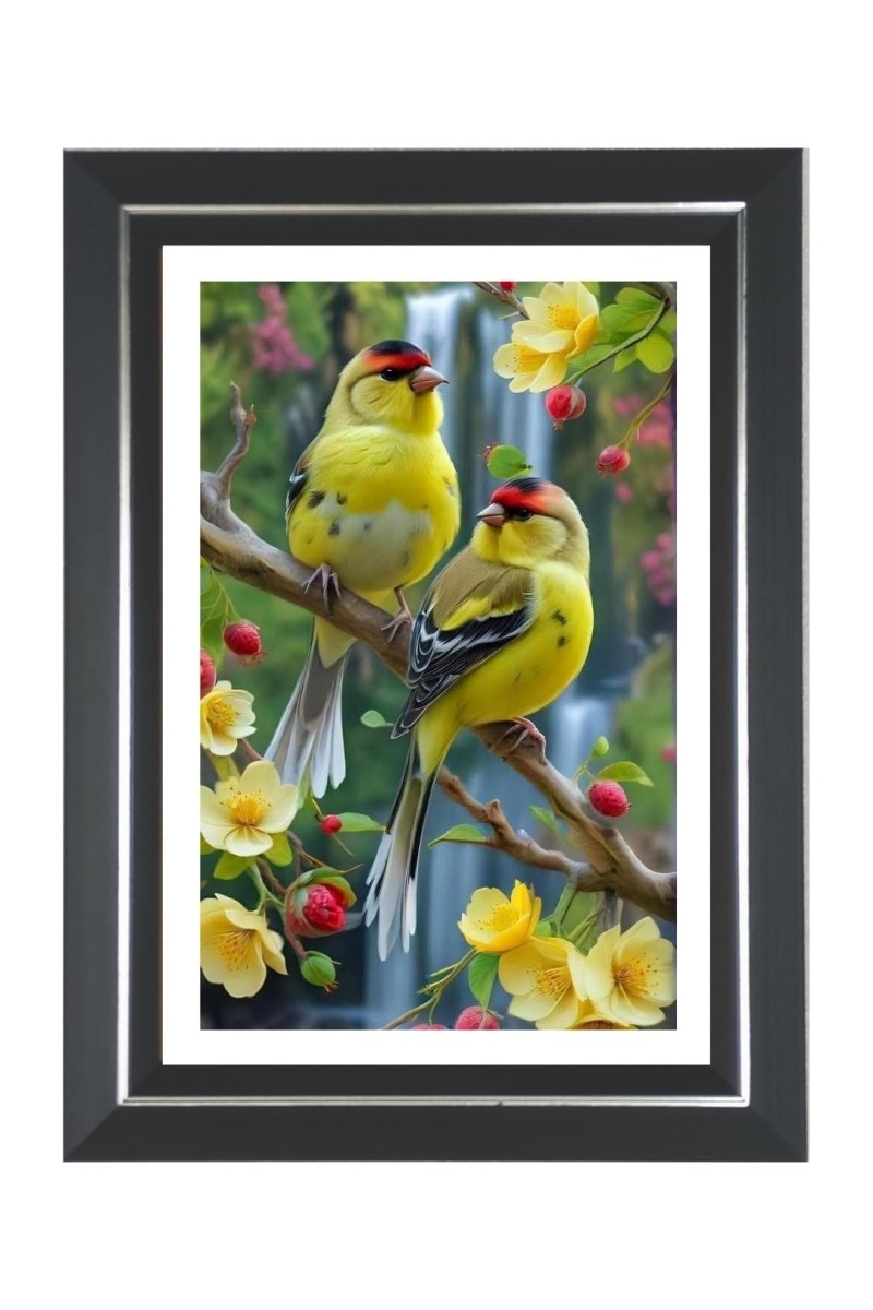 Goldfinch Birds Photo Wall & Table Frame | 10x14 Inch Black Designer | Perfect For Gifting & Home Decor (F9569)