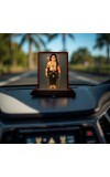 Car Desk/Table Top Lord Ayyappan Wooden Photo Stand 3x4 Inches, Compact & Stylish Spiritual Display For Car, Home & Office (Pack Of 1) (F14251)