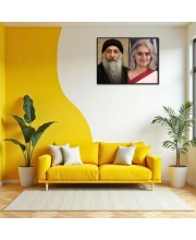 Acharya Rajneesh (Oshoo) &Maa Anand Sheela Laminated Photo - 7x9 Inches, Divine Blessings For Home & Office And Temple Decoration (F16329)