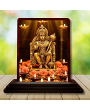 Car Desk/Table Top Lord Hanuman Wooden Photo Stand 3x4 Inches, Compact & Stylish Spiritual Display For Car, Home & Office (Pack Of 1) (F14454)