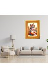 Lord Bal Krishna Photo Frame 14x18 Inches-Brown Wooden Frame For Home, Office & Temple Decoration And Gifting (F6433)