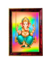 Lord Ganesha Photo Frame For Wall & Table | 7x9 Inch Golden Cherry Finish | Decorative Lord Ganesha Photo Frame For Home, Office & Pooja Room (F11800)