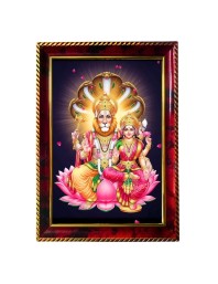Lakshmi Narasimha Photo Frame For Wall & Table | 7x9 Inch Golden Cherry Finish | Decorative Lakshmi Narasimha Photo Frame For Home, Office & Pooja Room (F11881)