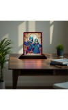 Car Desk/Table Top Lord Radha Krishna Wooden Photo Stand â€“ 3x4 Inches, Compact & Stylish Spiritual Display For Car, Home & Office (Pack Of 1) (F15122)