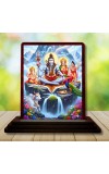 Car Desk/Table Top Lord Shiva And Parvathi Wooden Photo Stand 3x4 Inches, Compact & Stylish Spiritual Display For Car, Home & Office (Pack Of 1) (F14330)